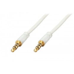 Câble Jack Stéréo 3,5mm Super Slim 4PIN Mâle/Mâle 4 Pôles dorées 1,5m Blanc