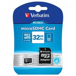 Carte mémoire Micro SDHC 32 Go VERBATIM 44083 Classe 10 avec adaptateur