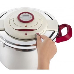 Autocuiseur 4,5L Inox SEB P4400600 CLIPSO + PRÉCISION Blanc, Rouge