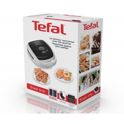 Croque-gaufre TEFAL SW341112 SNACK TIME HAPINESS Blanc, Gris 700W