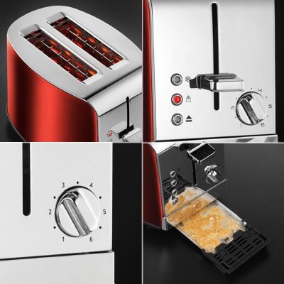 Grille-pain 2 fentes extra-larges RUSSELL HOBBS 18625-56 JEWELS RUBY Rouge métallisé 1050W
