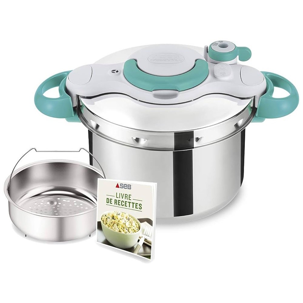 Autocuiseur 6L Inox Seb P4620716 Clipso Minut'Easy Blanc, Bleu