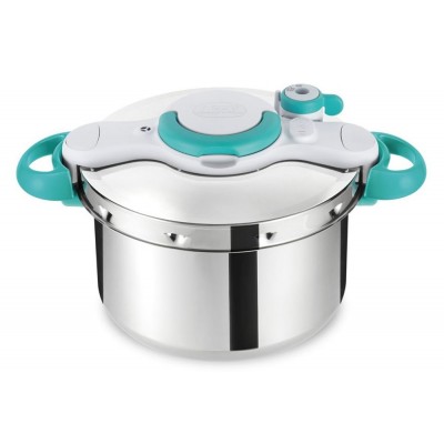 Autocuiseur 6L Inox SEB P4620716 CLIPSO MINUT'EASY Blanc, Bleu