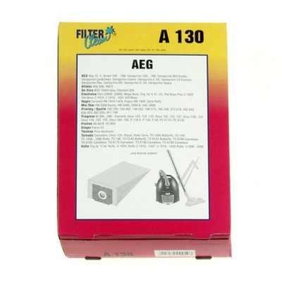 Pack de 4 Sacs en papier + 1 Filtre FILTERClean A130 pour Aspirateurs AEG