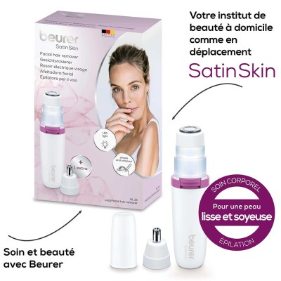 Rasoir visage et sourcils sans fil BEURER HL16 SATIN SKIN Blanc, Rose