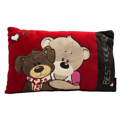 Coussin Ours FRIENDS FOREVER GIGAGIFT 241/295 Rouge, Noir