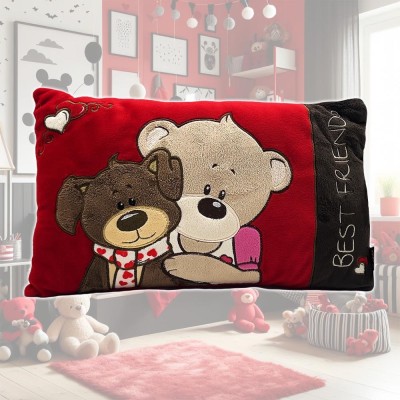 Coussin Ours FRIENDS FOREVER GIGAGIFT 241/295 Rouge, Noir