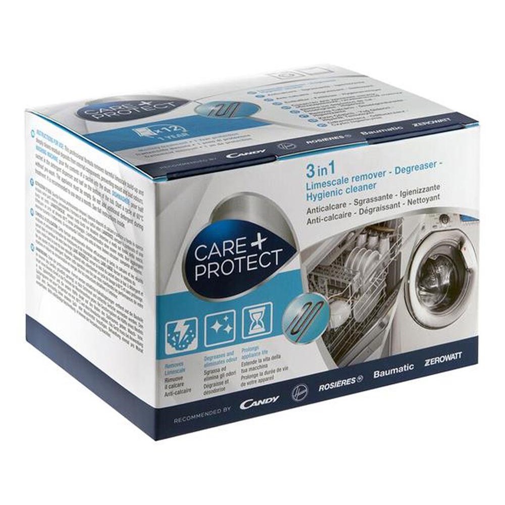 Pack de 12 sachets Anticalcaires 3en1 pour Lave-linge / Lave-vaisselle CARE+PROTECT CPP1250DW