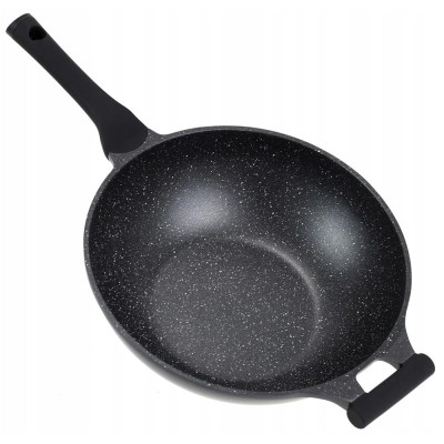 Poêle wok Céramique + Couvercle Ø32cm 5,9L HERENTHAL HT-CBW32M Noir