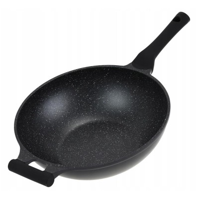 Poêle wok Céramique + Couvercle Ø32cm 5,9L HERENTHAL HT-CBW32M Noir