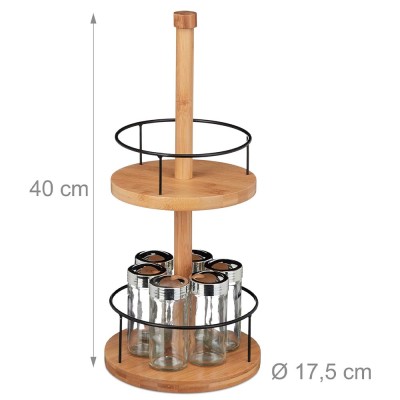 Carrousel à épices Rond 6 pots verre RELAXDAYS 10022767 Bambou