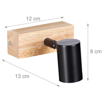Applique murale Fer & Bois RELAXDAYS 10030536 Noir, Brun 40W