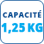 Capacité - 1,25 kg